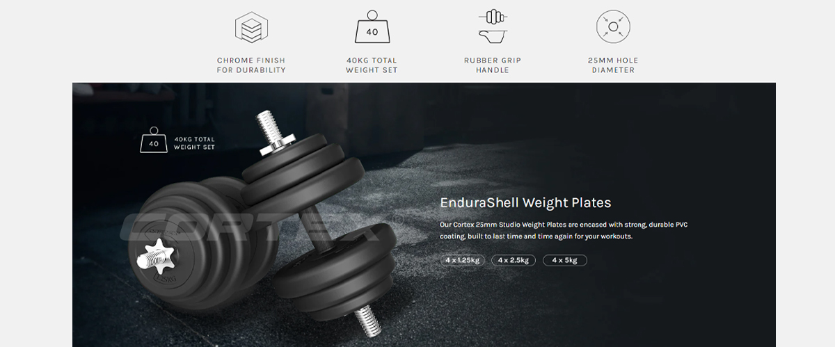 Chrome Dumbbell Plates with Handle Close-Up